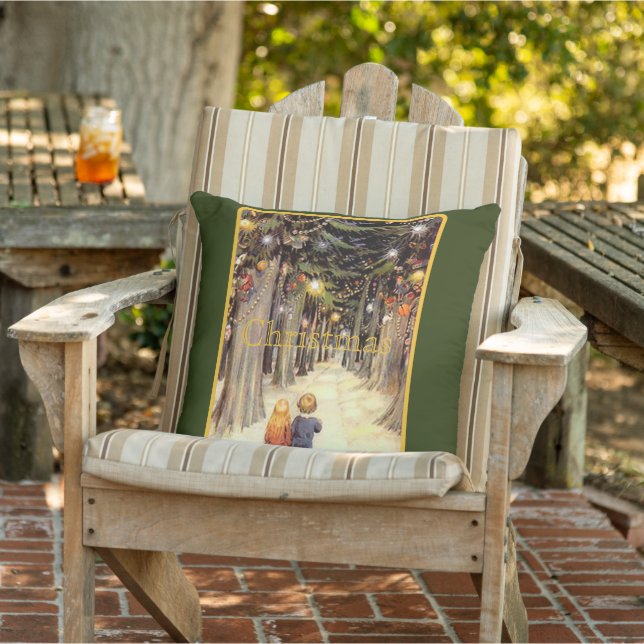 Coussin Enfants sur la voie de Noël (Chaise)