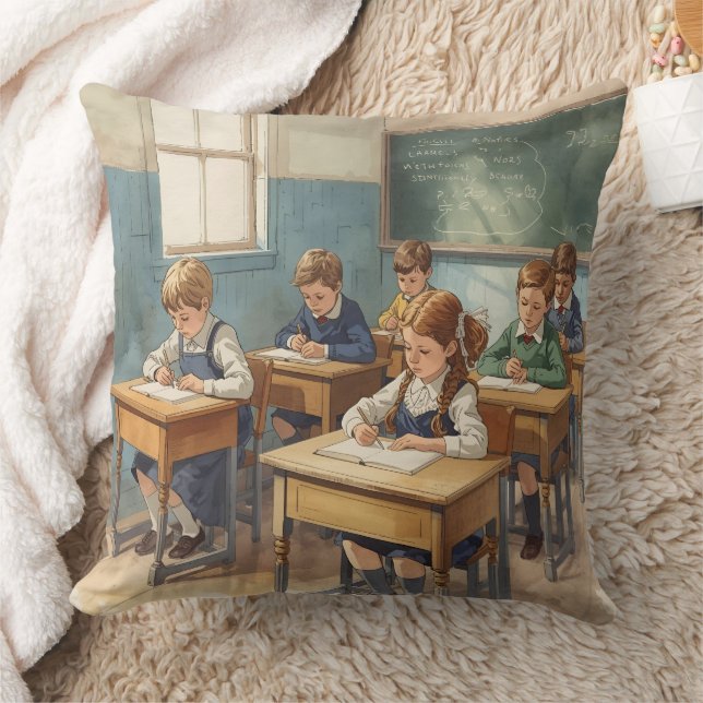 Coussin Enfants Vintage à l'école (Couverture)