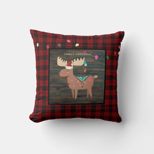Coussin Enfants Xmas Personnalisé MOOSE Buffalo Plaid (Recto)