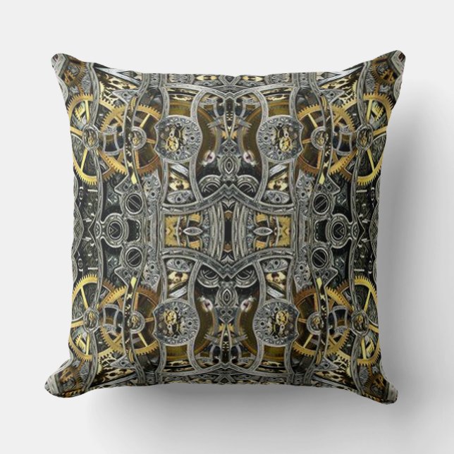 Coussin Engrenages métalliques Steampunk (Recto)