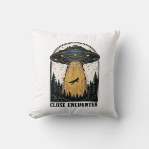 Coussin Enlèvement de forêt extraterrestre Gravure vintage
