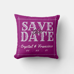 Coussin Enregistrez la date amusante violette