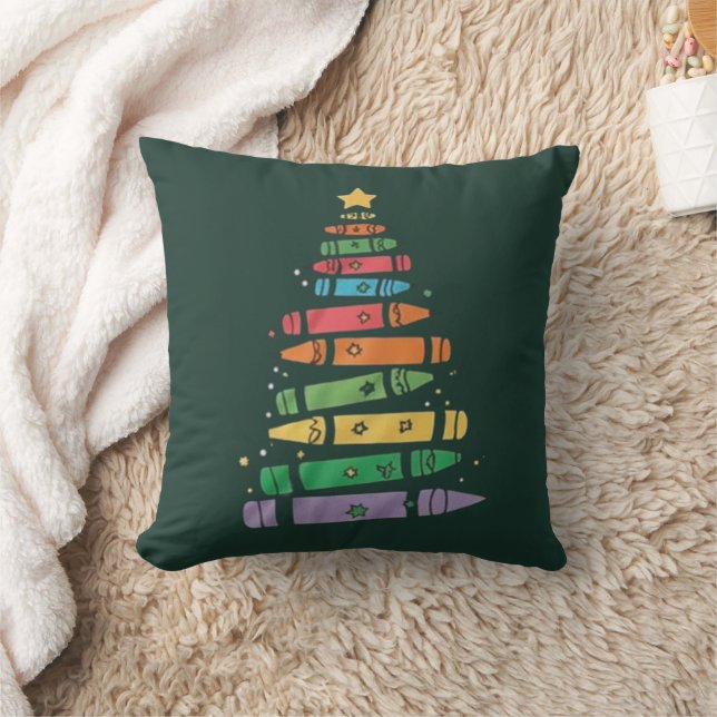 Coussin Enseignant de Noël Crayon Tree Cute Lumière de Noë (Couverture)