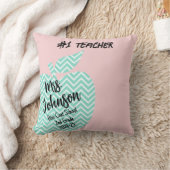 Coussin Enseignant Merci retraite chevron pomme turquoise (Couverture)