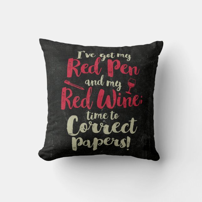 Coussin Enseignant Rouge Stylo Rouge Vin (Recto)