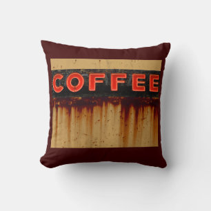 Coussin Enseigne de café néon rustique