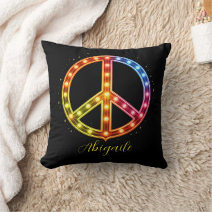 Coussin Enseigne de Paix Lumières Neon Unisexe