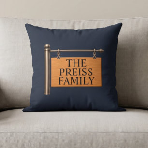Coussin Enseigne en bois personnalisée avec nom de famille