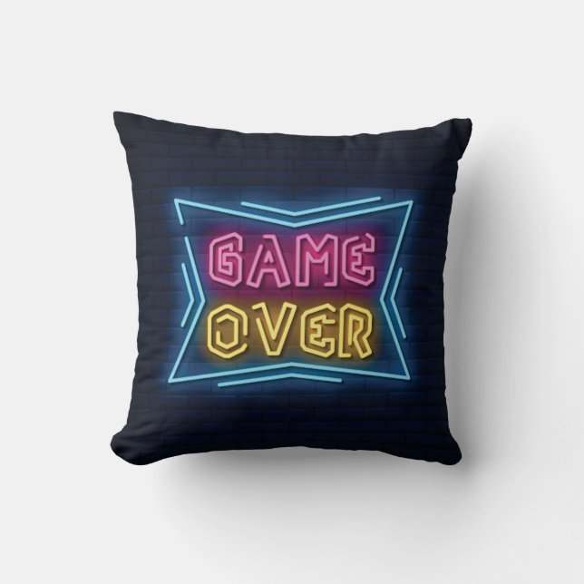 Coussin Enseigne simulée néon GAME OVER cool (Recto)