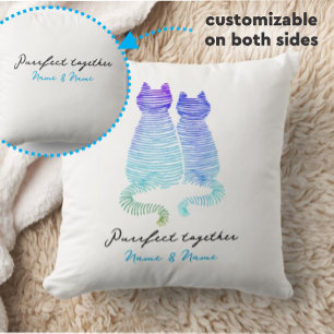 Coussin Ensemble Citation Avec Chats Modernes Bleus Gradie