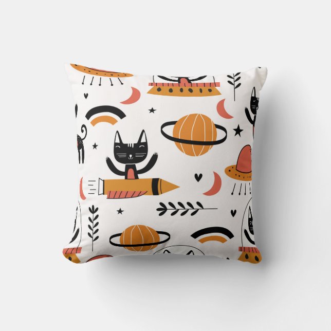 Coussin Ensemble de chats mignons illustration design vint (Recto)