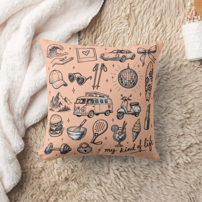 Coussin Ensemble de cliparts de style de vie dessinés à la (Couverture)
