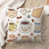 Coussin Ensemble de doodles d'art folklorique et de café d (Couverture)