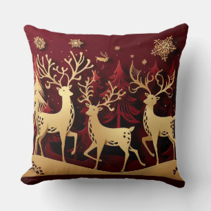 Coussin Ensemble de rennes royaux – Forêt découpée dans du