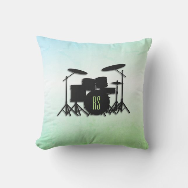 Coussin Ensemble de tambour monogramme vert (Recto)