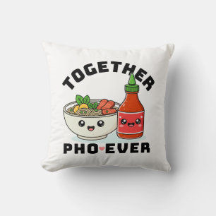 Coussin Ensemble Pho Pour Toujours, Couple de Jeux de Mots