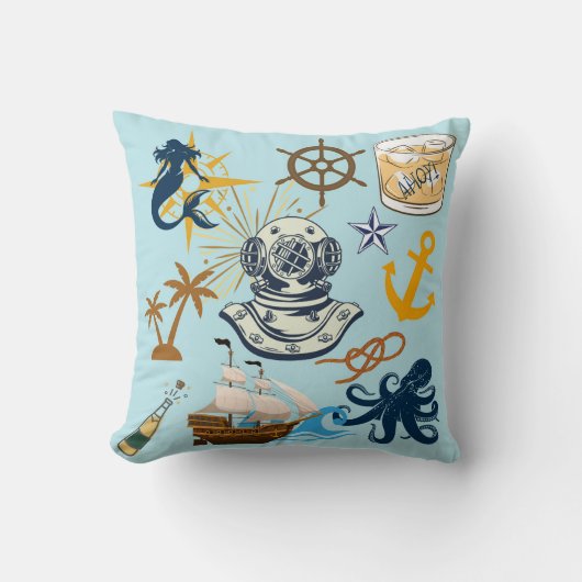 Coussin Enterrement de vie de garçon nautique (Recto)