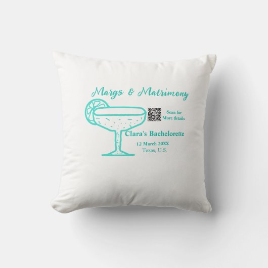 Coussin enterrement de vie de jeune fille Turquoise Margs (Recto)
