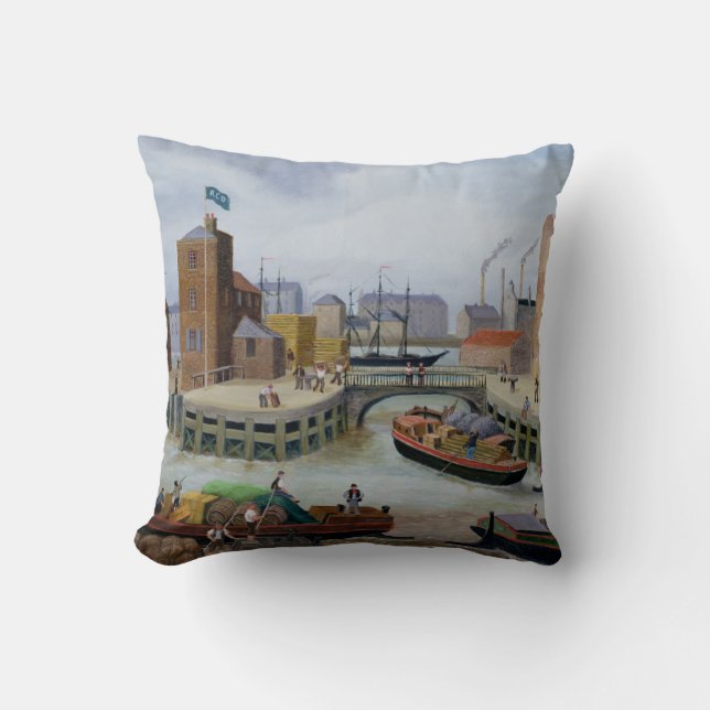 Coussin Entrée au dock du canal du régent (Recto)