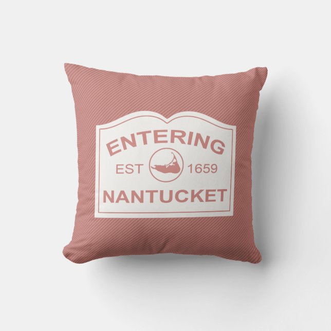 Coussin Entrée de l'île Nantucket, Est 1659 avec carte (Recto)