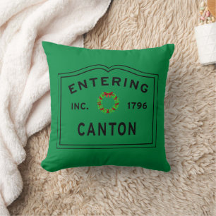 Coussin Entrée du canton Massachusetts Noël