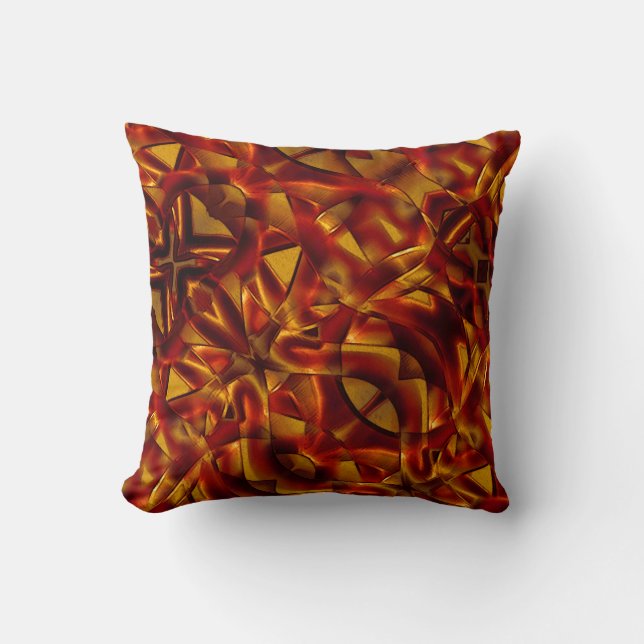 Coussin Entrelacement de rubans orange brûlés, effet sculp (Recto)