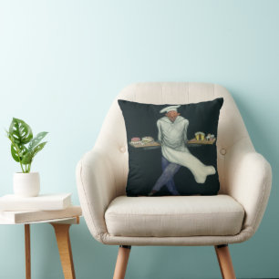 Coussin Entreprise alimentaire vintage, boulanger avec des