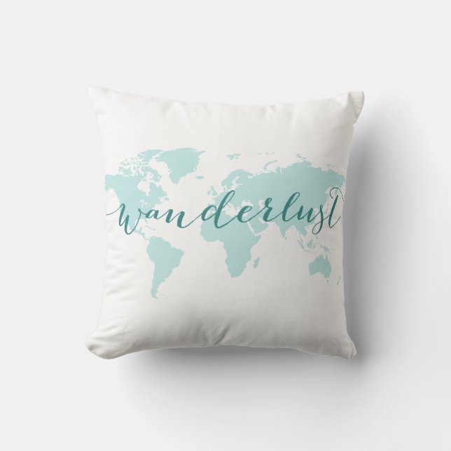 Coussin Envie de voyager, désir de voyager, carte (Recto)