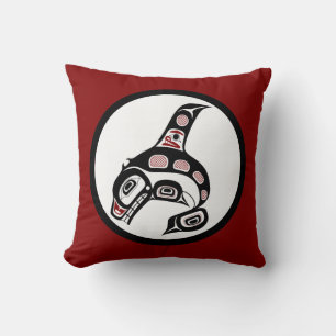 Coussin Épaulard du nord-ouest d'art de Haida de Côte
