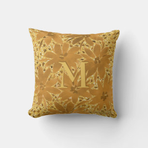 Coussin Épercées florales Monogram Gold