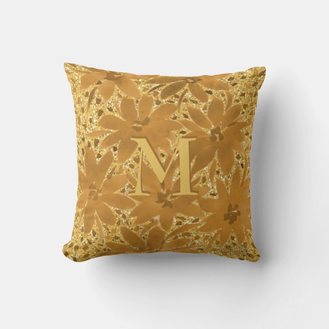 Coussin Épercées florales Monogram Gold (Recto)