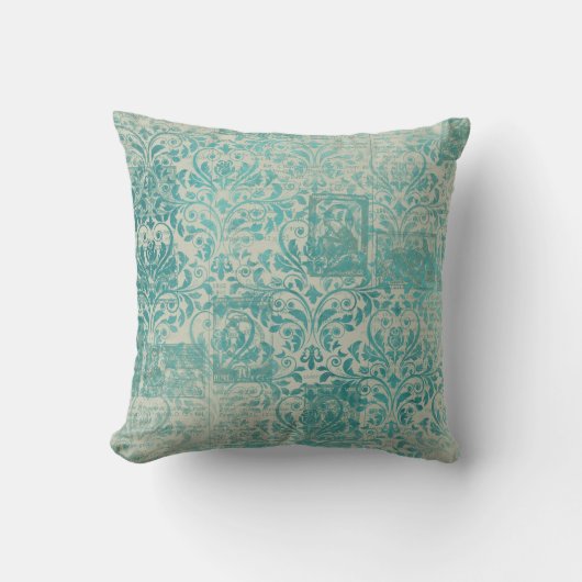 Coussin Ephemera Turquoise Paper Series Design 19 (Recto)
