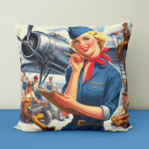 Coussin Éphémère d'avion vintage