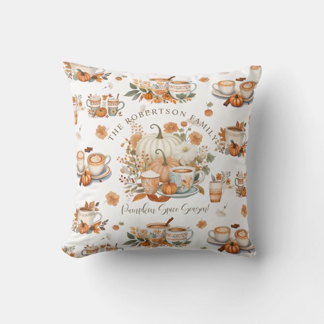 Coussin Épice citrouille Dernière saison Floral Mug Automn (Recto)