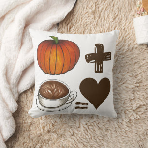 Coussin Épice citrouille + Latte de café = Coeur d'amour