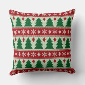 Coussin Épinettes et flocons de neige tricotés (Verso)