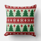 Coussin Épinettes et flocons de neige tricotés (Recto)
