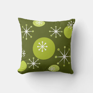 Coussin Époque atomique Starburts Olive Green