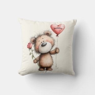 Coussin Épouse Anniversaire Nom Personnalisé Ours Mignon a