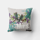 Coussin Épouse Oiseaux Turquoises Vintages Oiseaux Oiseaux (Verso)