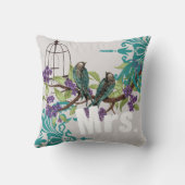 Coussin Épouse Oiseaux Turquoises Vintages Oiseaux Oiseaux (Verso)