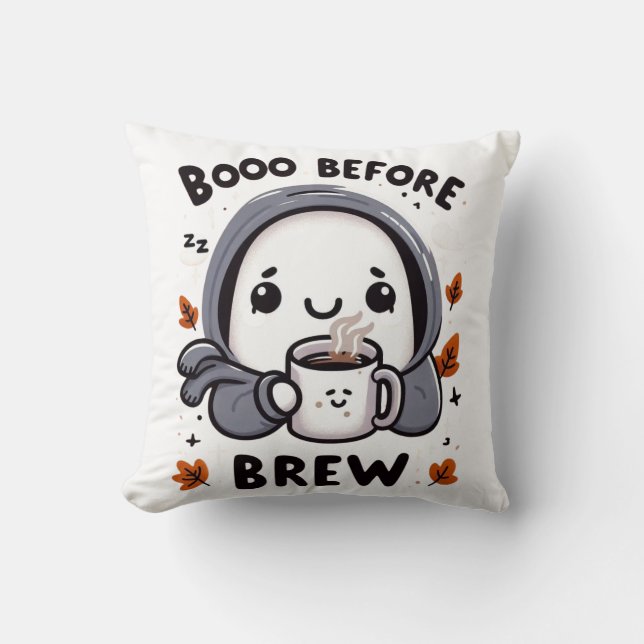 Coussin Épouvantail avant la préparation de café drôle et  (Recto)