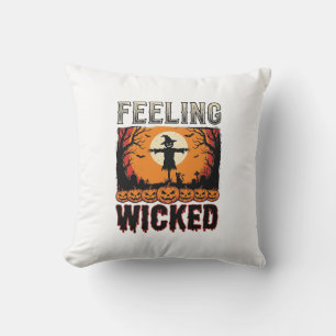 Coussin Épouvantail d'Halloween se sentant méchant Vintage