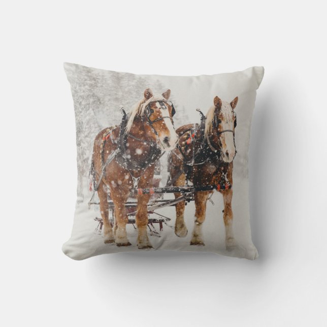 Coussin Équipe de Belgique de cheval Wintery Christmas Sce (Recto)