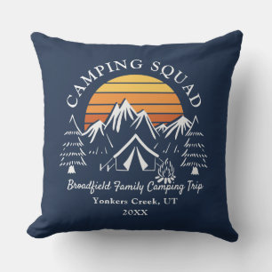 Coussin Équipe de camping Aventure de famille moderne