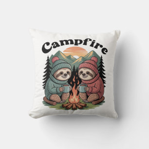Coussin Équipe de camping de paresseux Feu de camp officie