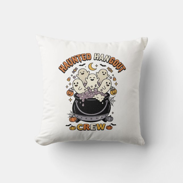 Coussin Équipe de citrouille fantôme Halloween (Recto)
