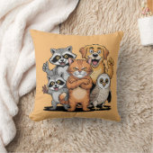 Coussin Équipe de copains animaux de dessin animé illustra (Couverture)