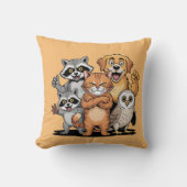 Coussin Équipe de copains animaux de dessin animé illustra (Recto)