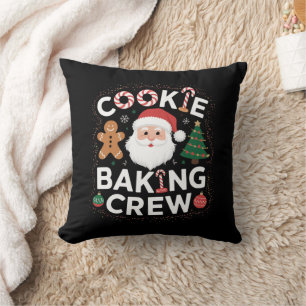 Coussin Équipe de fabrication de biscuits de Noël Famille